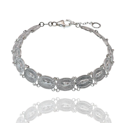 Sterling Silver High Polished Our Lady Of Guadalupe 7mm Link Adjustable Bracelet