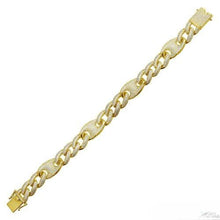 Load image into Gallery viewer, Sterling Silver Gold Plated CZ Encrusted Figaro Mariner Hip Hop Bracelet Width-14.5mm