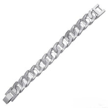 Load image into Gallery viewer, Sterling Silver Rhodium Plated CZ Link Hip Hop Bracelet Width-17.3mm