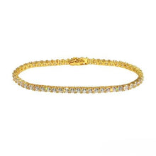Load image into Gallery viewer, Sterling Silver Gold Plated Round CZ Tennis Bracelet Width-4mm
