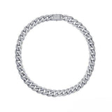 Sterling Silver Rhodium Plated Miami Curb CZ Encrusted Hip Hop Chain Width-11.2mm