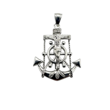 Load image into Gallery viewer, Sterling Silver Rhodium Plated Mariner Anchor Cross Pendant
