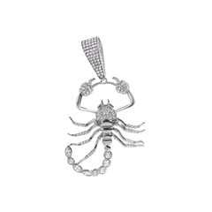 Sterling Silver Rhodium Plated Scorpion Clear CZ Small Pendant