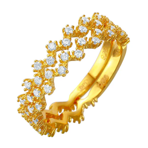 Sterling Silver Gold Plated Double Stackable CZ Ring
