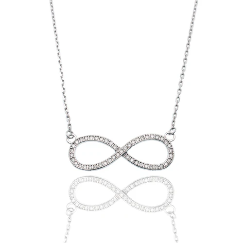 Sterling Silver Rhodium Plated Infinity Moissanite Stone Adjustable Necklace