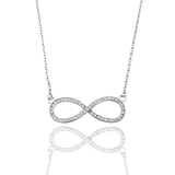 Sterling Silver Rhodium Plated Infinity Moissanite Stone Adjustable Necklace