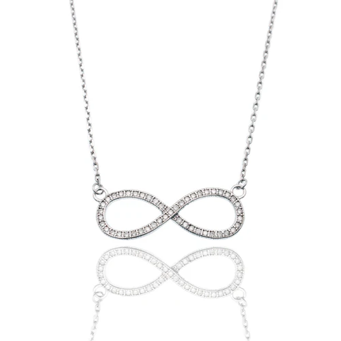 Sterling Silver Rhodium Plated Infinity Moissanite Stone Adjustable Necklace