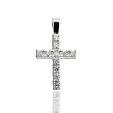 Sterling Silver Rhodium Plated Moissanite Cross Pendant