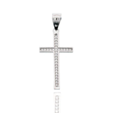 Sterling Silver Rhodium Plated Moissanite Cross 4.8mm Pendant