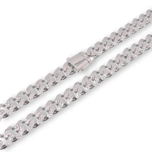 Sterling Silver Rhodium Plated Diamond Cut Miami Curb Link Chain