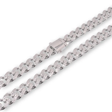 Sterling Silver Rhodium Plated Diamond Cut Miami Curb Link Chain