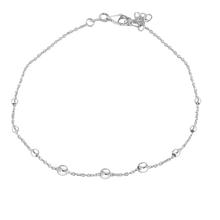 Load image into Gallery viewer, Sterling Silver Rhodium Plated Cable Bead Charm Adjustable Anklet