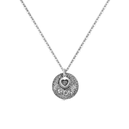Sterling Silver Rhodium Plated Super Mom and Heart Cutout Necklace Pendant