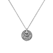 Load image into Gallery viewer, Sterling Silver Rhodium Plated Super Mom and Heart Cutout Necklace Pendant