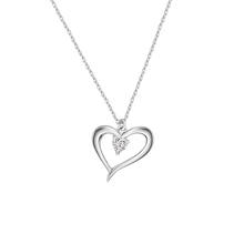 Load image into Gallery viewer, Sterling Silver Rhodium Plated Heart Clear CZ Necklace Pendant