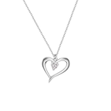 Sterling Silver Rhodium Plated Heart Clear CZ Necklace Pendant
