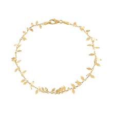 Load image into Gallery viewer, Sterling Silver Nickel Free Gold Plated Leaves Link Bracelet