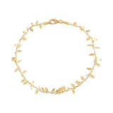 Sterling Silver Nickel Free Gold Plated Leaves Link Bracelet