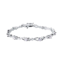 Load image into Gallery viewer, Sterling Silver Nickel Free Rhodium Plated CZ X-link Fancy Bracelet
