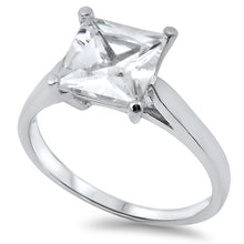Load image into Gallery viewer, Sterling Silver 8mm Square Solitaire CZ Ring