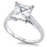 Sterling Silver 8mm Square Solitaire CZ Ring