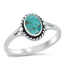 Load image into Gallery viewer, Sterling Silver Oval Turquoise 10mm Ring
