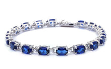 Load image into Gallery viewer, Sterling Silver 13.5CT Oval Cut Blue Sapphire Bracelet
