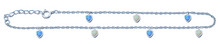 Load image into Gallery viewer, Sterling Silver Rhodium Plated Hanging Heart Blue And White Lab Opal Anklet Length-9+1inches Extension
