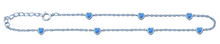 Load image into Gallery viewer, Sterling Silver Rhodium Plated Blue Lab Opal Heart Anklet Length-9+1inches Extension