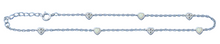 Load image into Gallery viewer, Sterling Silver Rhodium Plated Clear CZ And White Lab Opal Heart Anklet Length-9+1inches Extension