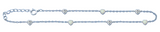 Sterling Silver Rhodium Plated Clear CZ And White Lab Opal Heart Anklet Length-9+1inches Extension