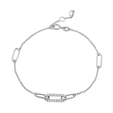 Sterling Silver Pin Link CZ Bracelet