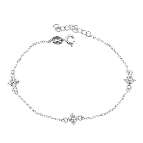 Sterling Silver Rhodium Plated Clear CZ Diamond Bracelet