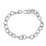 Sterling Silver Rhodium Plated Clear CZ Lock Bracelet