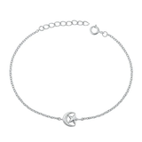 Sterling Silver Rhodium Plated Moon And Star Bracelet