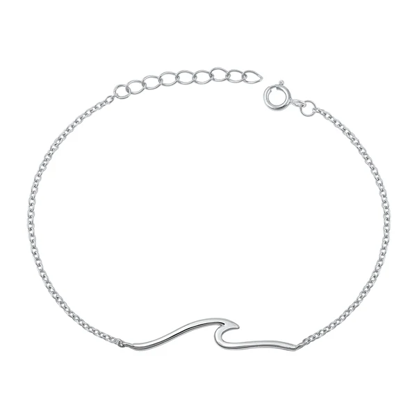 Sterling Silver Rhodium Plated Wave Bracelet