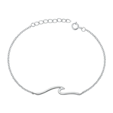 Sterling Silver Rhodium Plated Wave Bracelet