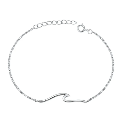 Sterling Silver Rhodium Plated Wave Bracelet
