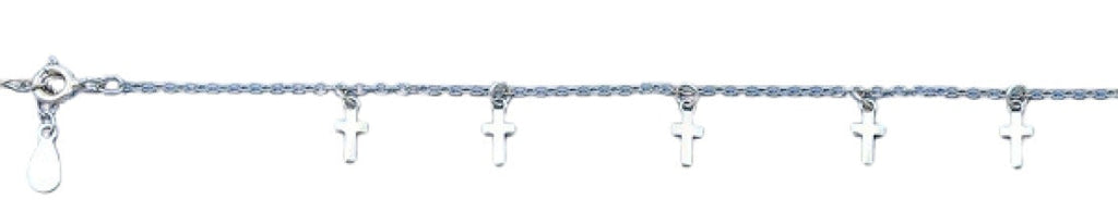 Sterling Silver Rhodium Plated Crosses Bracelet