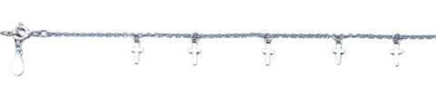Sterling Silver Rhodium Plated Crosses Bracelet