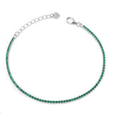 Sterling Silver Rhodium Plated Emerald Green CZ Tennis Bracelet