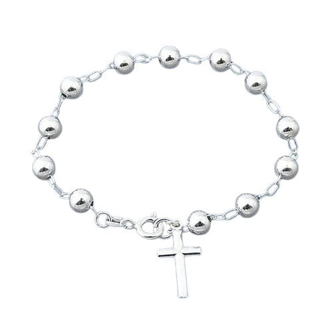 Sterling Silver 6mm Rosary Bracelet