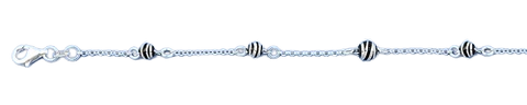 Sterling Silver Italian Bead Bracelet-length- 6.5+1 inches,Thickness- 5 mm
