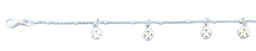 Sterling Silver Polished Clovers Bracelet,Length: 7+ 1 Inches