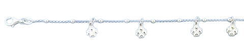 Sterling Silver Polished Clovers Bracelet,Length: 7+ 1 Inches