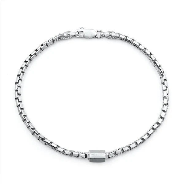 Italian Sterling Silver Rhodium Plated 100 Franco Bracelet