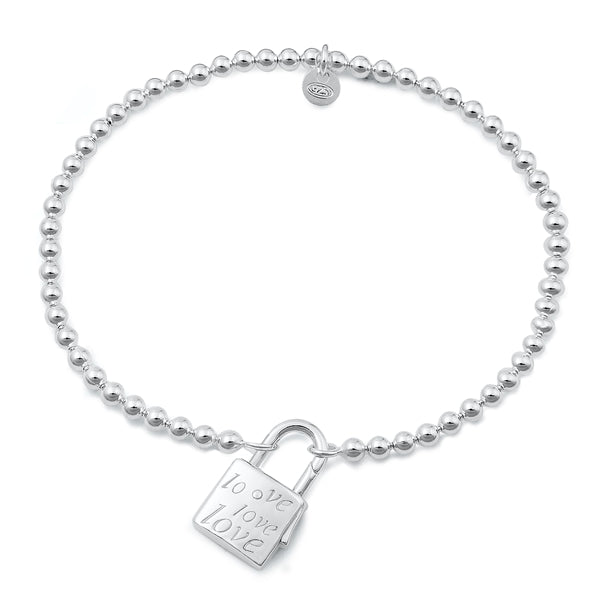 Sterling Silver Polished Love Lock Bracelet