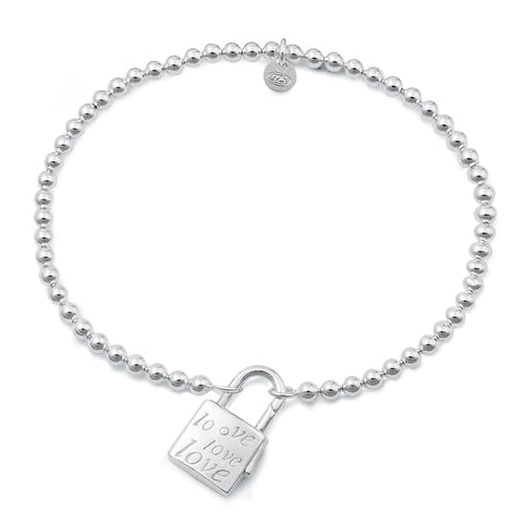 Sterling Silver Polished Love Lock Bracelet