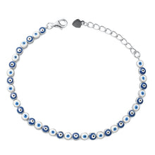 Load image into Gallery viewer, Sterling Silver Rhodium Plated Evil Eye Bracelet
