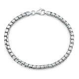 Italian Sterling Silver Rhodium Plated 400 Round Box Bracelet